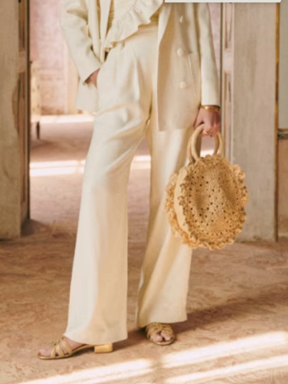 Sezane Loulou trousers ecru NWT hemmed - Picture 2 of 3